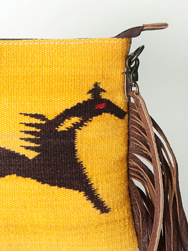 ADBG236 American Darling Handcrafted Western Cross body Bag with Saddle Blanket and Fringes