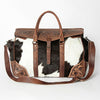 ADBG516 American Darling Western Hand Tooled Leather & Cowhide Travel Duffel Bag