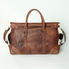 ADBG516 American Darling Western Hand Tooled Leather & Cowhide Travel Duffel Bag