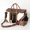 ADBG516 American Darling Western Hand Tooled Leather & Cowhide Travel Duffel Bag