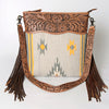 ADBG510 American Darling Hand Tooled Floral & Hand Woven Saddle Blanket Signature Cross Body Bag
