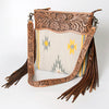 ADBG510 American Darling Hand Tooled Floral & Hand Woven Saddle Blanket Signature Cross Body Bag
