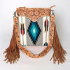 ADBG298 American Darling Cross body Bag - Hand Tooled Floral Leather & Woven Saddle Blanket Purse