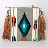 ADBG298 American Darling Cross body Bag - Hand Tooled Floral Leather & Woven Saddle Blanket Purse