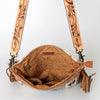 ADBG298 American Darling Cross body Bag - Hand Tooled Floral Leather & Woven Saddle Blanket Purse