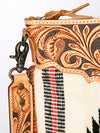 ADBG298 American Darling Cross body Bag - Hand Tooled Floral Leather & Woven Saddle Blanket Purse