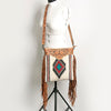ADBG298 American Darling Cross body Bag - Hand Tooled Floral Leather & Woven Saddle Blanket Purse