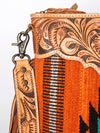ADBG298 American Darling Cross body Bag - Hand Tooled Floral Leather & Woven Saddle Blanket Purse