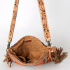 ADBG298 American Darling Cross body Bag - Hand Tooled Floral Leather & Woven Saddle Blanket Purse
