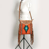 ADBG298 American Darling Cross body Bag - Hand Tooled Floral Leather & Woven Saddle Blanket Purse