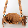 ADBG298 American Darling Large Cross body Bag - Hand Tooled Floral Leather & Woven Saddle Blanket Purse