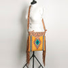 ADBG298 American Darling Large Cross body Bag - Hand Tooled Floral Leather & Woven Saddle Blanket Purse