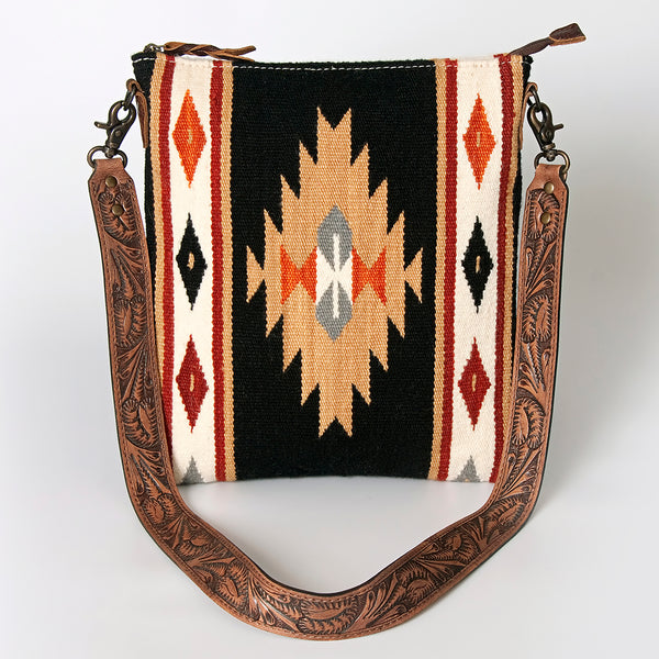 ADBG864 American Darling Hand Tooled & Hand Woven Saddle Blanket Large Cross body Bag