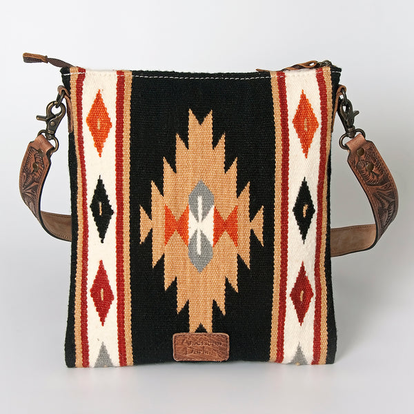 ADBG864 American Darling Hand Tooled & Hand Woven Saddle Blanket Large Cross body Bag