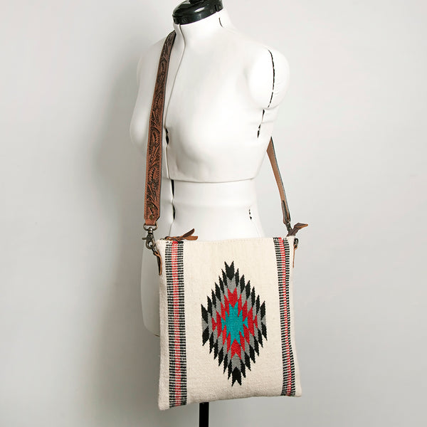 ADBG864 American Darling Hand Tooled & Hand Woven Saddle Blanket Large Cross body Bag