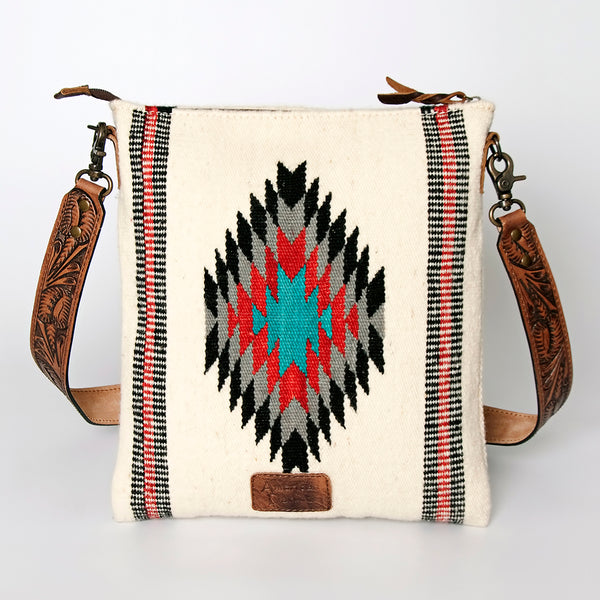 ADBG864 American Darling Hand Tooled & Hand Woven Saddle Blanket Large Cross body Bag