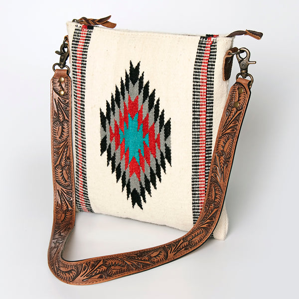 ADBG864 American Darling Hand Tooled & Hand Woven Saddle Blanket Large Cross body Bag