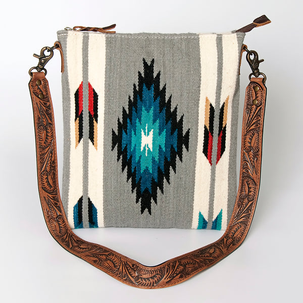 ADBG864 American Darling Hand Tooled & Hand Woven Saddle Blanket Large Cross body Bag