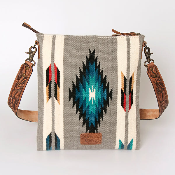 ADBG864 American Darling Hand Tooled & Hand Woven Saddle Blanket Large Cross body Bag