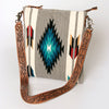 ADBG864 American Darling Hand Tooled & Hand Woven Saddle Blanket Large Cross body Bag
