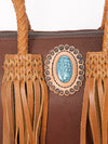 ADBGD131 American Darling Handcrafted Leather Speedy Bag with Turquoise Stone & Fringes