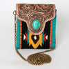 ADBG825 American Darling Western Small Cross body Bag Hand Tooled Floral with Hand Woven Saddle Blanket