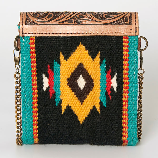 ADBG825 American Darling Western Small Cross body Bag Hand Tooled Floral with Hand Woven Saddle Blanket