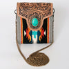 ADBG825 American Darling Western Small Cross body Bag Hand Tooled Floral with Hand Woven Saddle Blanket