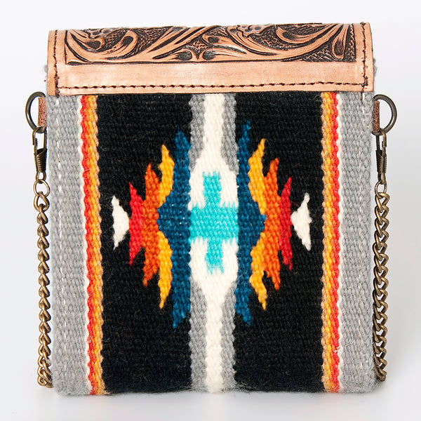 ADBG825 American Darling Western Small Cross body Bag Hand Tooled Floral with Hand Woven Saddle Blanket