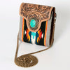 ADBG825 American Darling Western Small Cross body Bag Hand Tooled Floral with Hand Woven Saddle Blanket