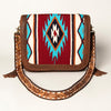 ADBGA207 American Darling Hand Tooled Saddle Blanket Fringed Leather Cross body Bag