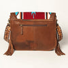 ADBGA207 American Darling Hand Tooled Saddle Blanket Fringed Leather Cross body Bag
