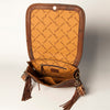 ADBGA207 American Darling Hand Tooled Saddle Blanket Fringed Leather Cross body Bag