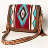 ADBGA207 American Darling Hand Tooled Saddle Blanket Fringed Leather Cross body Bag