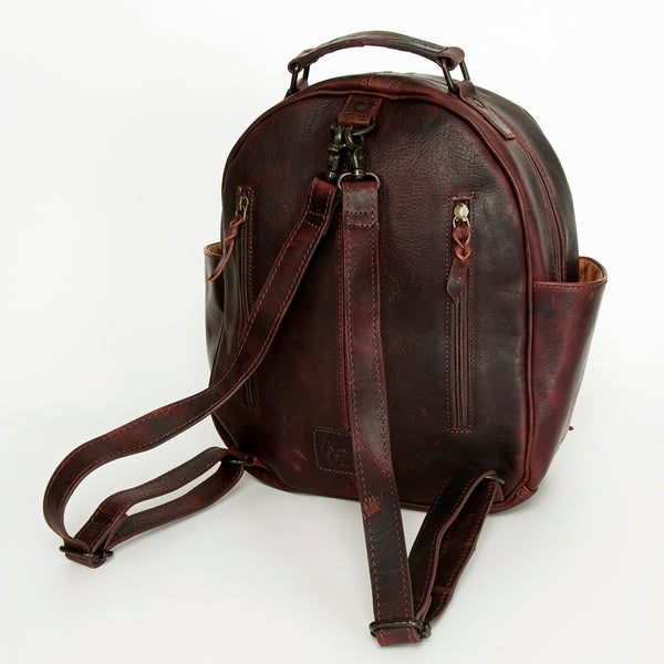 LC-ADBGZ631A Handwoven Wool & Genuine Leather Western Backpack - Tribal Turquoise Design