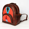 LC-ADBGZ631B Handwoven Wool & Leather Western Backpack - Red with Lightning Pattern