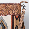 ADBG510 American Darling Tooled Leather & Saddle Blanket Crossbody Bag Western Fringe Purse