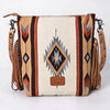 ADBG510 American Darling Tooled Leather & Saddle Blanket Crossbody Bag Western Fringe Purse