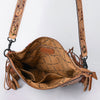 ADBG510 American Darling Tooled Leather & Saddle Blanket Crossbody Bag Western Fringe Purse