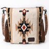 ADBG510 American Darling Tooled Leather & Saddle Blanket Crossbody Bag Western Fringe Purse