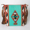 ADBG510 American Darling Tooled Leather & Saddle Blanket Crossbody Bag Western Fringe Purse