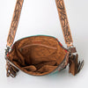 ADBG510 American Darling Tooled Leather & Saddle Blanket Crossbody Bag Western Fringe Purse