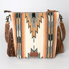 ADBG510 American Darling Tooled Leather & Saddle Blanket Crossbody Bag Western Fringe Purse