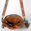 ADBG510 American Darling Tooled Leather & Saddle Blanket Crossbody Bag Western Fringe Purse