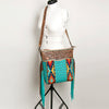 ADBG510 American Darling Tooled Leather & Saddle Blanket Crossbody Bag Western Fringe Purse