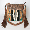 ADBG510 American Darling Signature Cross Body Bag - Hand Tooled Floral Leather & Woven Saddle Blanket