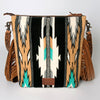 ADBG510 American Darling Signature Cross Body Bag - Hand Tooled Floral Leather & Woven Saddle Blanket