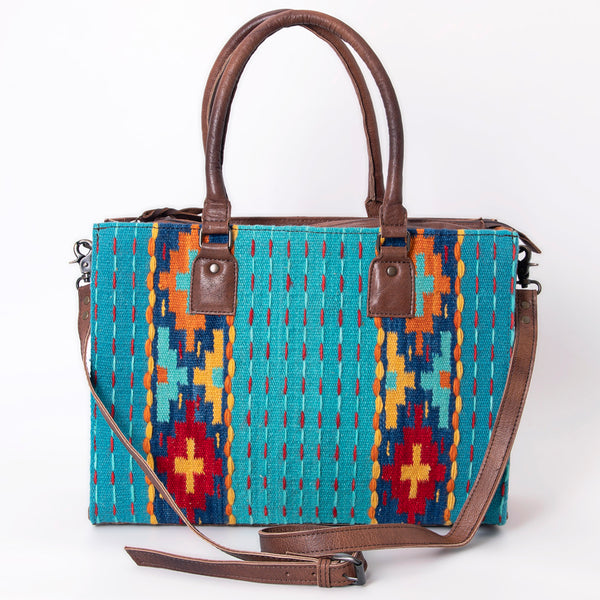 ADBG632 American Darling Hand Woven Saddle Blanket Western Leather Tote Bag