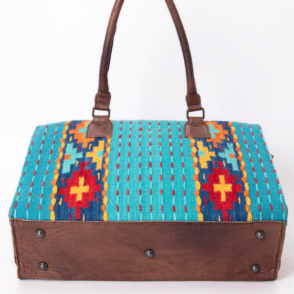 ADBG632 American Darling Hand Woven Saddle Blanket Western Leather Tote Bag