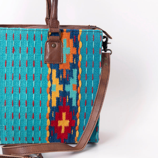 ADBG632 American Darling Hand Woven Saddle Blanket Western Leather Tote Bag